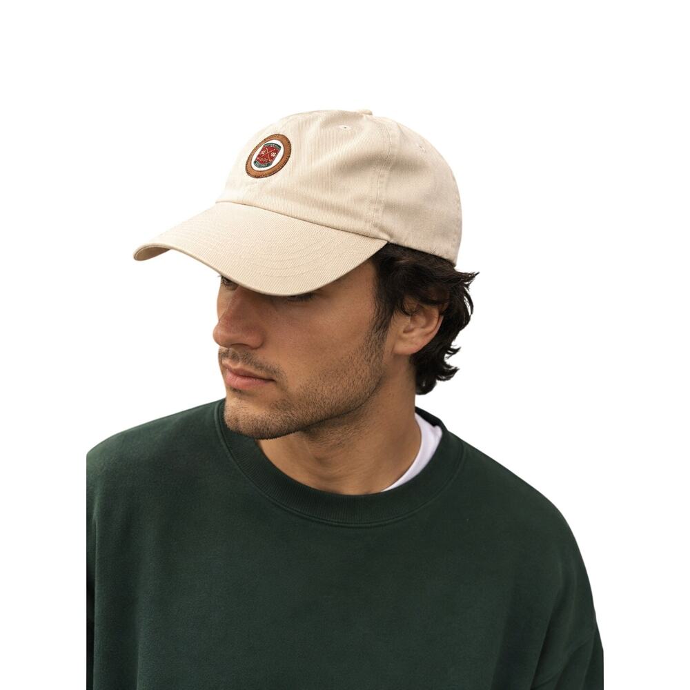 Manhattan Woods Golf Club Strapback Hat Beige Dad Cap 4 Head VIntage